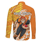 Personalized Greater Western Sydney Giants Family Matching Summer Maxi Dress and Hawaiian Shirt Polynesian Tribal Giant Mascot With Hibiscus Floral Art