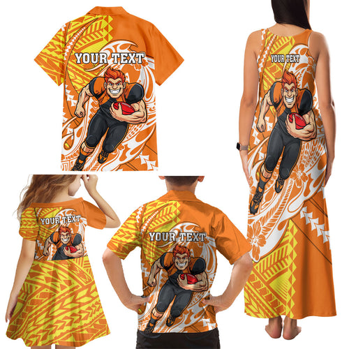 Personalized Greater Western Sydney Giants Family Matching Tank Maxi Dress and Hawaiian Shirt Polynesian Tribal Giant Mascot With Hibiscus Floral Art