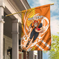 Personalized Greater Western Sydney Giants Garden Flag Polynesian Tribal Giant Mascot With Hibiscus Floral Art