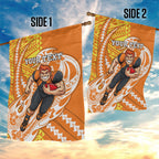 Personalized Greater Western Sydney Giants Garden Flag Polynesian Tribal Giant Mascot With Hibiscus Floral Art