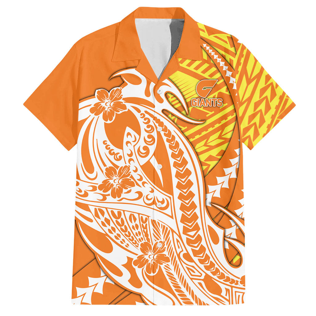 Personalized Greater Western Sydney Giants Hawaiian Shirt Polynesian Tribal Giant Mascot With Hibiscus Floral Art