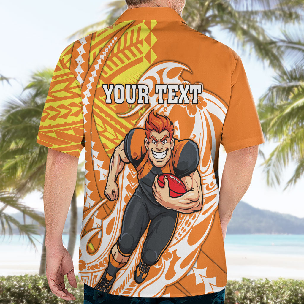 Personalized Greater Western Sydney Giants Hawaiian Shirt Polynesian Tribal Giant Mascot With Hibiscus Floral Art
