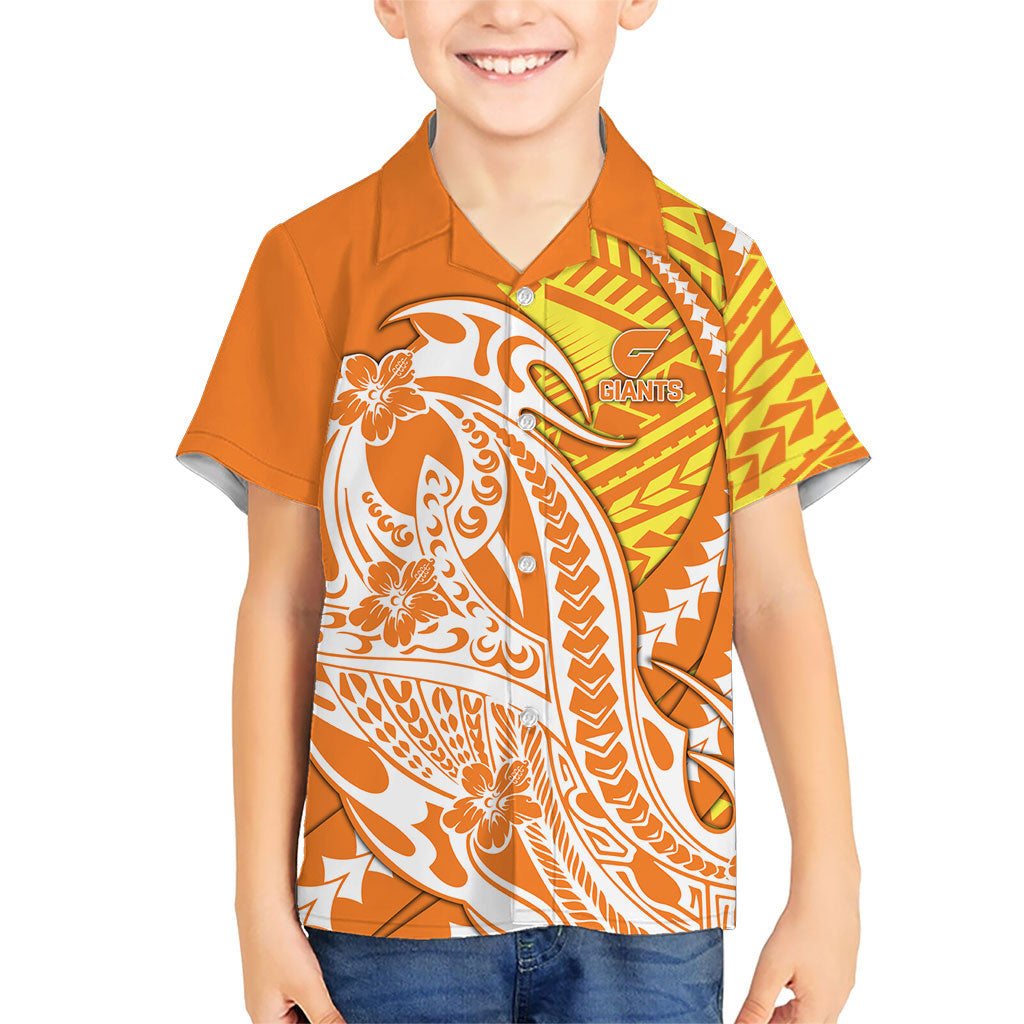 Personalized Greater Western Sydney Giants Hawaiian Shirt Polynesian Tribal Giant Mascot With Hibiscus Floral Art