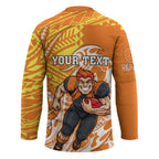 Personalized Greater Western Sydney Giants Hockey Jersey Polynesian Tribal Giant Mascot With Hibiscus Floral Art