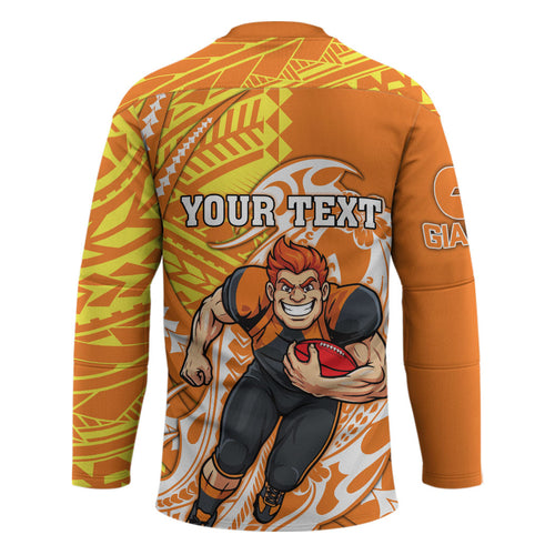 Personalized Greater Western Sydney Giants Hockey Jersey Polynesian Tribal Giant Mascot With Hibiscus Floral Art
