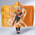 Personalized Greater Western Sydney Giants Hooded Blanket Polynesian Tribal Giant Mascot With Hibiscus Floral Art