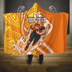 Personalized Greater Western Sydney Giants Hooded Blanket Polynesian Tribal Giant Mascot With Hibiscus Floral Art