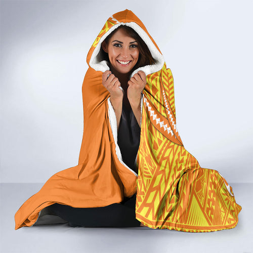 Personalized Greater Western Sydney Giants Hooded Blanket Polynesian Tribal Giant Mascot With Hibiscus Floral Art