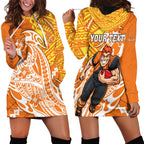 Personalized Greater Western Sydney Giants Hoodie Dress Polynesian Tribal Giant Mascot With Hibiscus Floral Art