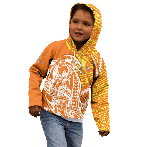 Personalized Greater Western Sydney Giants Kid Hoodie Polynesian Tribal Giant Mascot With Hibiscus Floral Art