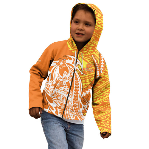 Personalized Greater Western Sydney Giants Kid Hoodie Polynesian Tribal Giant Mascot With Hibiscus Floral Art
