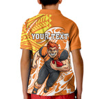 Personalized Greater Western Sydney Giants Kid Polo Shirt Polynesian Tribal Giant Mascot With Hibiscus Floral Art