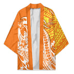 Personalized Greater Western Sydney Giants Kimono Polynesian Tribal Giant Mascot With Hibiscus Floral Art