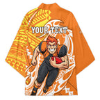 Personalized Greater Western Sydney Giants Kimono Polynesian Tribal Giant Mascot With Hibiscus Floral Art