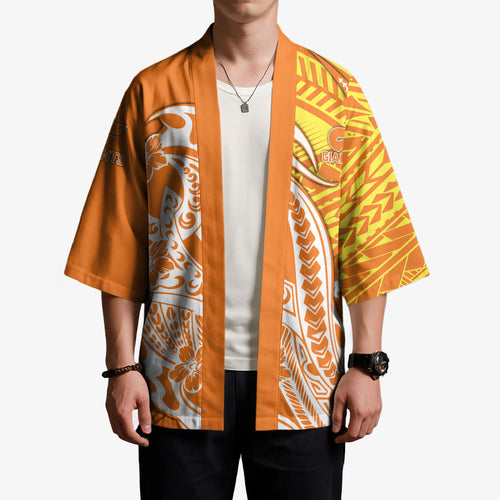 Personalized Greater Western Sydney Giants Kimono Polynesian Tribal Giant Mascot With Hibiscus Floral Art