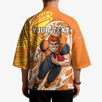 Personalized Greater Western Sydney Giants Kimono Polynesian Tribal Giant Mascot With Hibiscus Floral Art