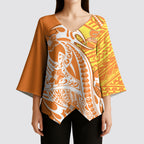 Personalized Greater Western Sydney Giants Kimono Sleeve Blouse Polynesian Tribal Giant Mascot With Hibiscus Floral Art