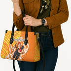 Personalized Greater Western Sydney Giants Leather Bag Polynesian Tribal Giant Mascot With Hibiscus Floral Art