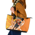 Personalized Greater Western Sydney Giants Leather Tote Bag Polynesian Tribal Giant Mascot With Hibiscus Floral Art