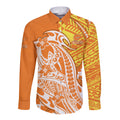 Personalized Greater Western Sydney Giants Long Sleeve Button Shirt Polynesian Tribal Giant Mascot With Hibiscus Floral Art