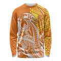 Personalized Greater Western Sydney Giants Long Sleeve Shirt Polynesian Tribal Giant Mascot With Hibiscus Floral Art
