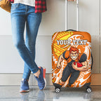 Personalized Greater Western Sydney Giants Luggage Cover Polynesian Tribal Giant Mascot With Hibiscus Floral Art
