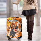 Personalized Greater Western Sydney Giants Luggage Cover Polynesian Tribal Giant Mascot With Hibiscus Floral Art