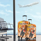 Personalized Greater Western Sydney Giants Luggage Cover Polynesian Tribal Giant Mascot With Hibiscus Floral Art