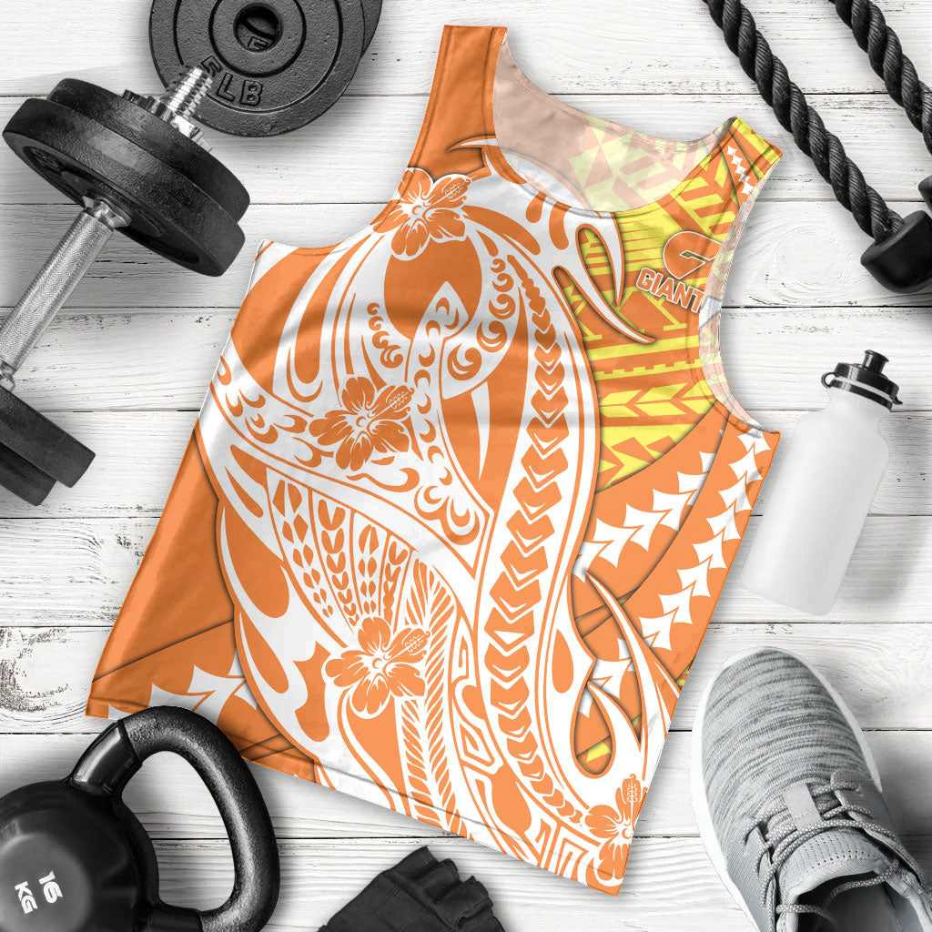 Personalized Greater Western Sydney Giants Men Tank Top Polynesian Tribal Giant Mascot With Hibiscus Floral Art