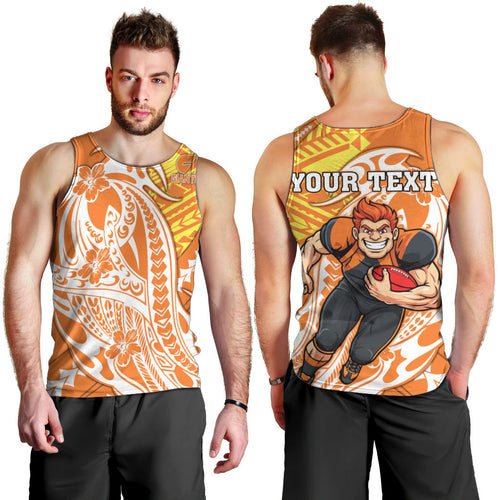 Personalized Greater Western Sydney Giants Men Tank Top Polynesian Tribal Giant Mascot With Hibiscus Floral Art