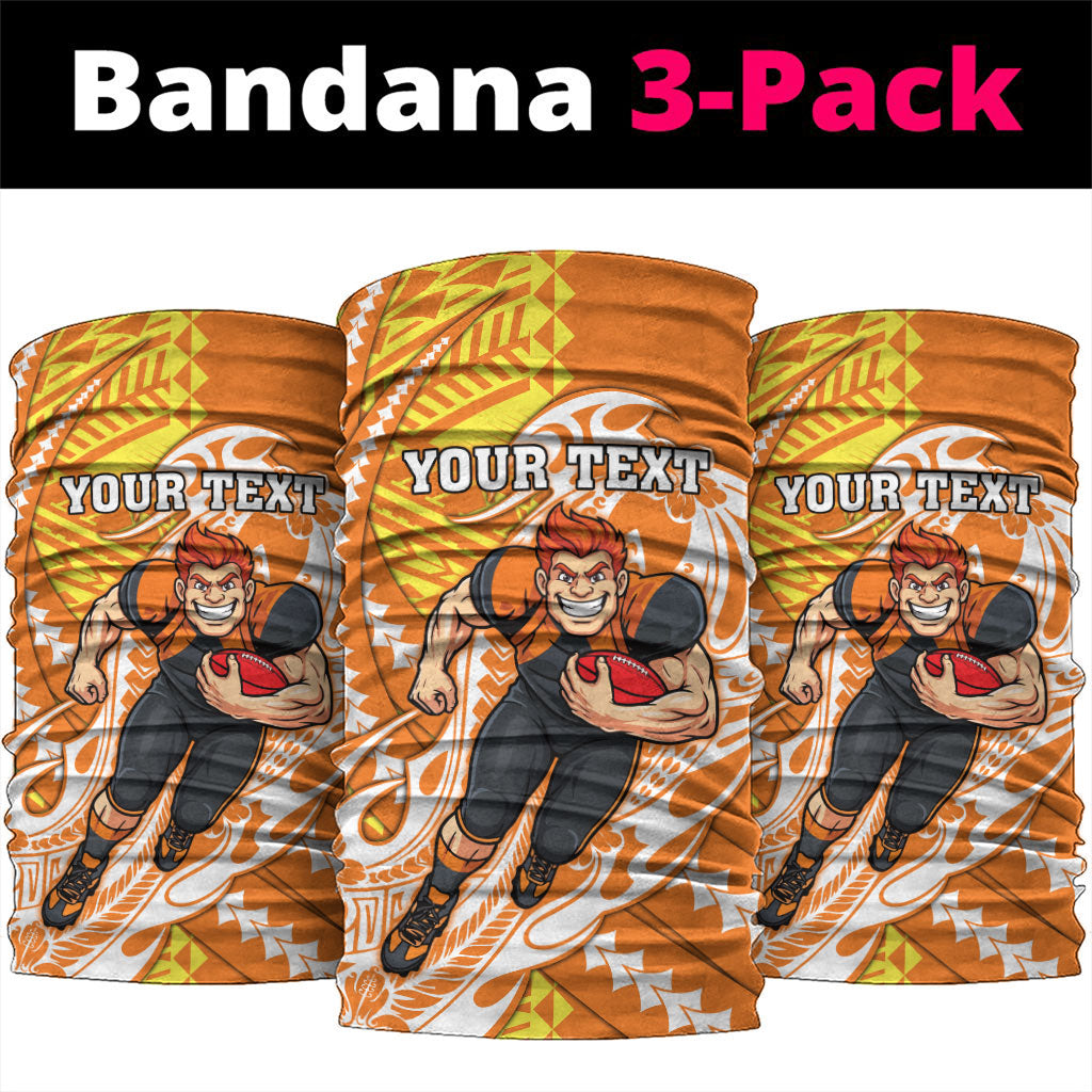 Personalized Greater Western Sydney Giants Neck Gaiter Polynesian Tribal Giant Mascot With Hibiscus Floral Art