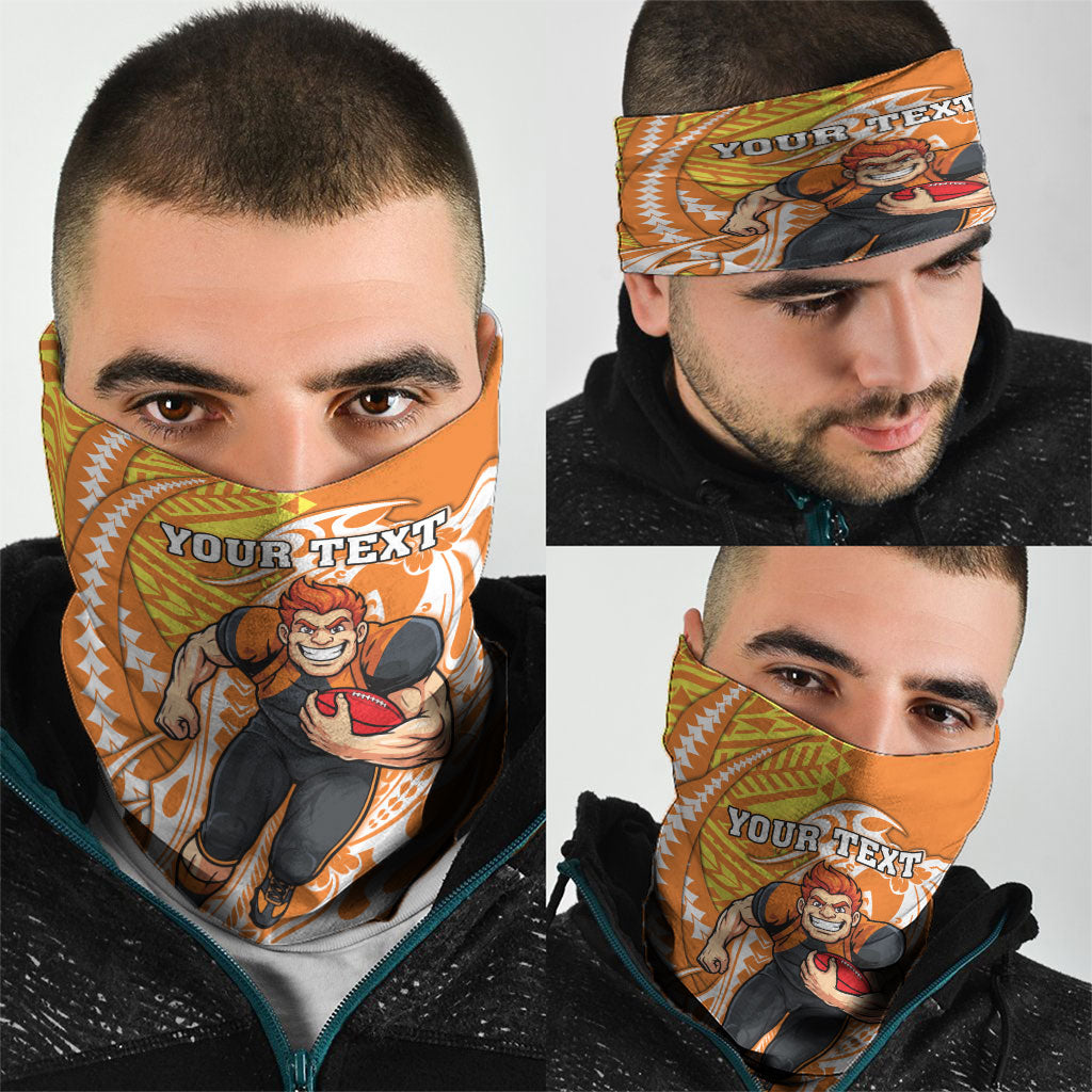 Personalized Greater Western Sydney Giants Neck Gaiter Polynesian Tribal Giant Mascot With Hibiscus Floral Art