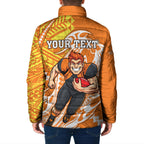 Personalized Greater Western Sydney Giants Padded Jacket Polynesian Tribal Giant Mascot With Hibiscus Floral Art