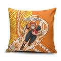 Personalized Greater Western Sydney Giants Pillow Cover Polynesian Tribal Giant Mascot With Hibiscus Floral Art