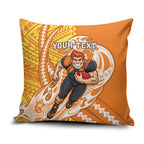 Personalized Greater Western Sydney Giants Pillow Cover Polynesian Tribal Giant Mascot With Hibiscus Floral Art