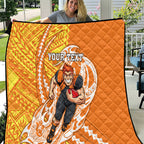 Personalized Greater Western Sydney Giants Quilt Polynesian Tribal Giant Mascot With Hibiscus Floral Art
