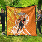Personalized Greater Western Sydney Giants Quilt Polynesian Tribal Giant Mascot With Hibiscus Floral Art