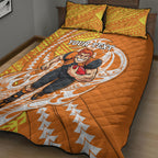 Personalized Greater Western Sydney Giants Quilt Bed Set Polynesian Tribal Giant Mascot With Hibiscus Floral Art