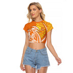 Personalized Greater Western Sydney Giants Raglan Cropped T Shirt Polynesian Tribal Giant Mascot With Hibiscus Floral Art
