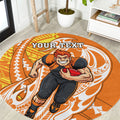 Personalized Greater Western Sydney Giants Round Carpet Polynesian Tribal Giant Mascot With Hibiscus Floral Art