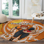 Personalized Greater Western Sydney Giants Round Carpet Polynesian Tribal Giant Mascot With Hibiscus Floral Art
