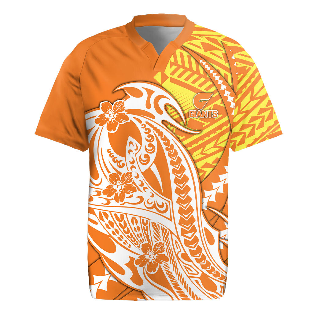 Personalized Greater Western Sydney Giants Rugby Jersey Polynesian Tribal Giant Mascot With Hibiscus Floral Art