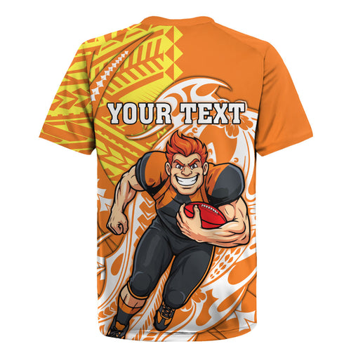 Personalized Greater Western Sydney Giants Rugby Jersey Polynesian Tribal Giant Mascot With Hibiscus Floral Art