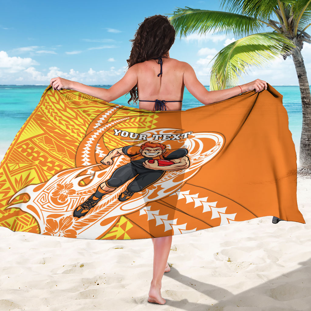 Personalized Greater Western Sydney Giants Sarong Polynesian Tribal Giant Mascot With Hibiscus Floral Art