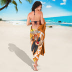 Personalized Greater Western Sydney Giants Sarong Polynesian Tribal Giant Mascot With Hibiscus Floral Art
