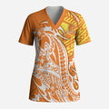 Personalized Greater Western Sydney Giants Scrub Top Polynesian Tribal Giant Mascot With Hibiscus Floral Art