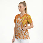 Personalized Greater Western Sydney Giants Scrub Top Polynesian Tribal Giant Mascot With Hibiscus Floral Art