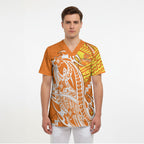 Personalized Greater Western Sydney Giants Scrub Top Polynesian Tribal Giant Mascot With Hibiscus Floral Art