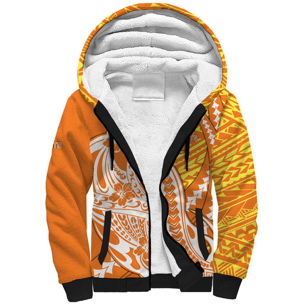 Personalized Greater Western Sydney Giants Sherpa Hoodie Polynesian Tribal Giant Mascot With Hibiscus Floral Art