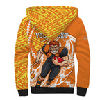 Personalized Greater Western Sydney Giants Sherpa Hoodie Polynesian Tribal Giant Mascot With Hibiscus Floral Art